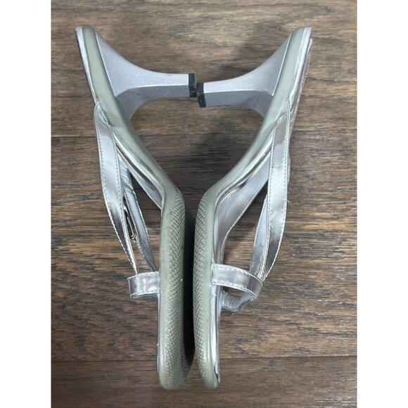 PRADA VINTAGE Y2K Silver Kitten Heel Strappy Buckle Accent Sz 37 US Sz 7 - Picture 6 of 11